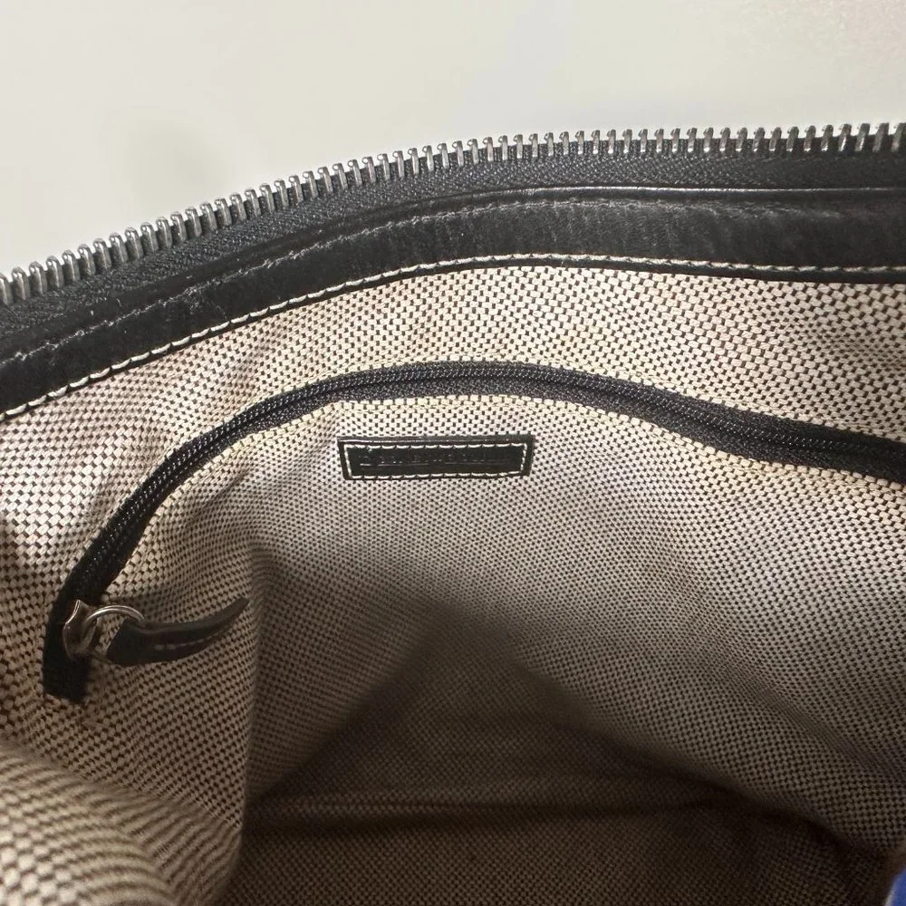 Dooney Bourke Gray Fabric Black Leather Trim Logo Shoulder Bag - Picture 7 of 8